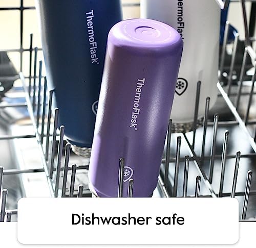 ThermoFlask Kids Bottle with Straw Lid - Durable & Dishwasher-Safe Water Bottles & Lids - Leak-Proof Bottle Lid Design - Reusable Water Bottles for Everyday Use - 16 oz, Red/Blue (2 Pack)