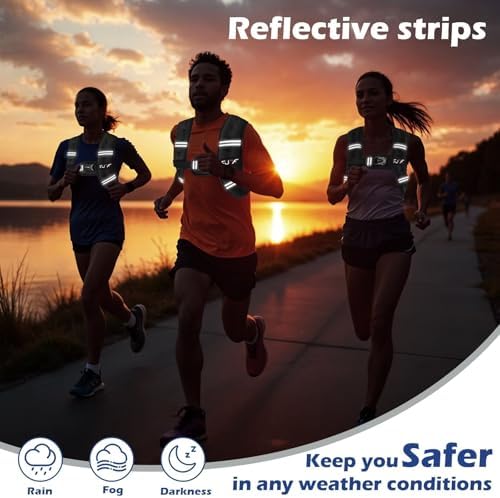 Weighted Vest 5lb/10lb/15lb/20lb/25lb/30lb Weights with Reflective Stripe, Weighted Vest for Men Women Strength Training Running Walking Jogging