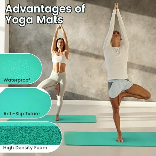 Yoga Mat, 1/2-Inch Extra Thick High Density Exercise Mat, Anti-Tear Exercise Yoga Mat with Carrying Strap, Suitable for Various Yoga Exercises