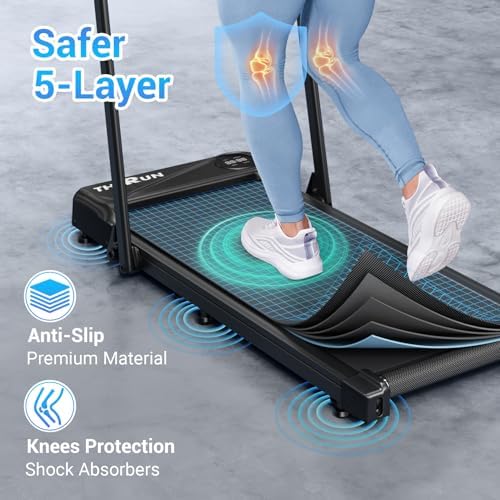 THERUN Walking Pad, 2.5 HP Under Desk, 2 in 1 Foldable for Home, Walking Pad with Handle Bar, 15" Widened Running Belt with Remote Control & LED Touch Screen