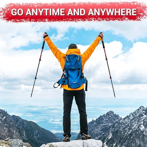 TheFitLife Trekking Poles - Lightweight 7075 Aluminum Hiking Sticks with Cork Grips, Adjustable Telescopic Design, Metal Flip Lock for Men & Women - Perfect for Hiking, Walking, Camping & Backpacking