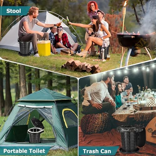 Upgrade Retractable Portable Toilet Travel Toilet Adjustable Height Camping Toilet Portable Potty for Adults Kids, Foldable Portable Toilet for Camping/Car