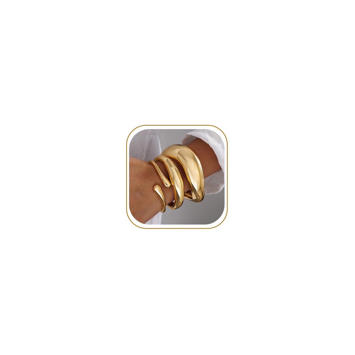 Chunky Gold Bangle Bracelets for Women, 14k Gold Plated Trendy Cuff Stackable Bangles Set, Fashion Dainty Bracelet Stack Jewelry Gifts