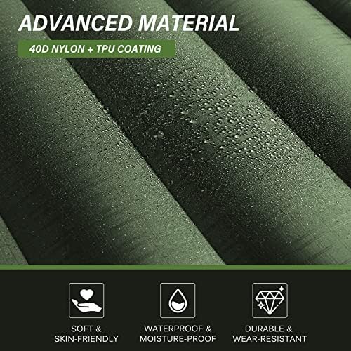 TOBTOS Inflatable Camping Sleeping Pad with Pillow, Thick 6 Inch Ultralight Sleeping Pad with Built-in Pump, Lightweight Sleeping Mat for Camping, Backpacking, Hiking, Tent (Green)