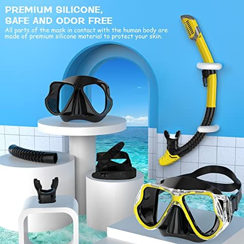 Greatever Dry Snorkel Set,Panoramic Wide View,Anti-Fog Scuba Diving Mask,Professional Snorkeling Gear