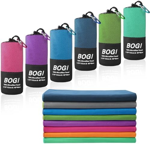 BOGI Microfiber Travel Sports Towel-Quick Dry Towel, Soft Lightweight Microfiber Camping Towel Absorbent Compact Travel Towel for Camping Gym Yoga Swimming Backpacking (XL:72''x32''+16''x16''-Nblue)