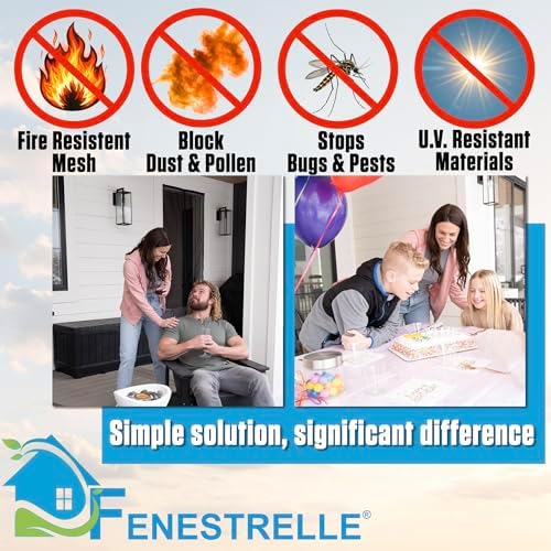 Fenestrelle Magnetic Screen Door for Standard, French & Sliding Door, Large Pet & Kids, Keep Bugs Out, Heavy Fiberglass Mesh, Self Closing Continuous Magnetic Seal (Fits Door Size 37"x80", White Trim)