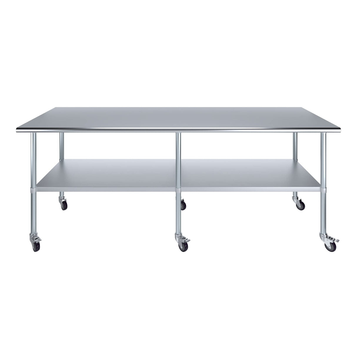 AmGood 30 in. x 96 in. Stainless Steel Work Table with Wheels | Metal Kitchen Food Prep Table | NSF