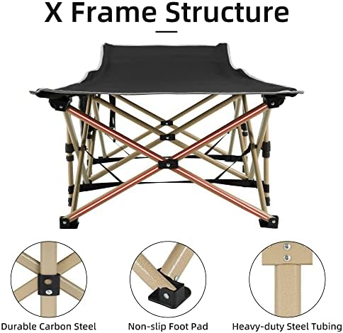 Portable Camping Cot, 600LBS Max Load, Extra Wide with Thick Mattress, Folding Cot for Outdoor Camping/Office, Home Nap (Grey)