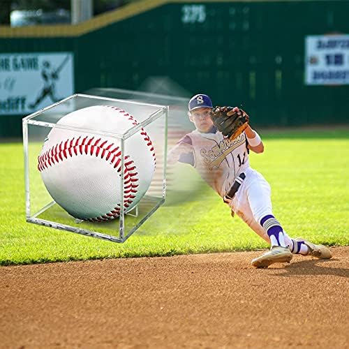 6 Pack Baseball Display Case UV Protected Acrylic Clear Baseball Holder Square Cube Ball Protector Memorabilia Autograph Display Box