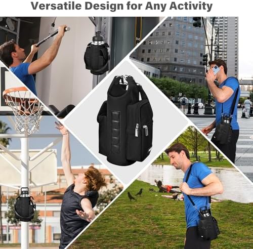 icolor Magnetic Gym Bag Water Bottle Carrier Holder with Phone Pockets & Shoulder Strap,5 Built-in Magnets Gym Bottle Pouch Sleeve,Magnetic Bag Gym Accessories Organizer for Men Women