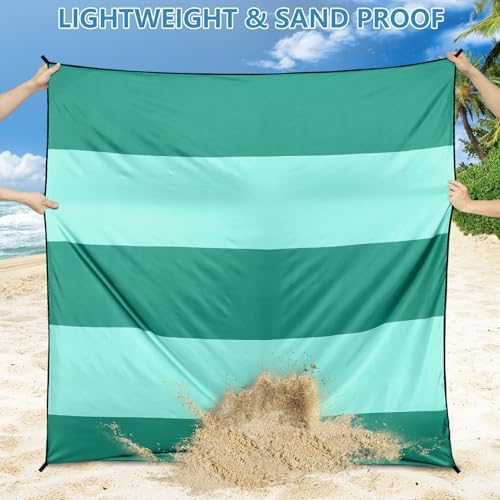 Beach Blanket Waterproof Sandproof Beach Mat 79" X 83" /10'x9'for 2-8 Adults Quick Drying Outdoor Picnic Mat Beach Accessories for Travel, Camping, Hiking
