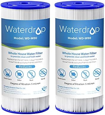 Waterdrop FXHSC Whole House Water Filter, Replacement for GE® FXHSC, GXWH40L, GXWH35F, American Plumber W50PEHD, W10-PR, Culligan® R50-BBSA, 5 Micron, 10" x 4.5", High Flow Sediment Filters, Pack of 2