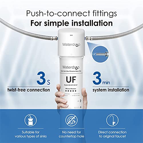Waterdrop Under Sink Water Filter, Under Sink Water Filtration System, 2 Years or 16K Gallons, 0.01 Micron Ultra Filtration for Baçtёria Reduction, Reduces Lead, Chlorine