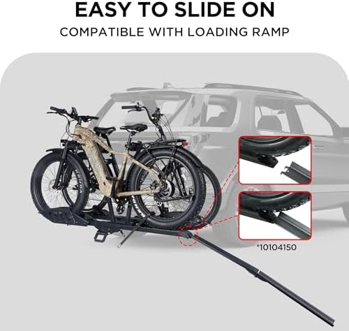 E-Bike Rack with Ramp, Hitch 2 Bike Rack, 200 lbs Capacity Electric Bike Carrier, Foldable Platform Mount for Cars, Trucks, SUVs, Minivans, Up to 5-Inch Fat Tire for 2'' Receiver