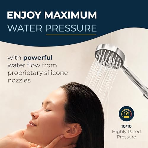 HammerHead Showers® ALL METAL Handheld Shower Head with Hose and Brass Holder - CHROME - 2.5 GPM High Pressure Shower Heads with Adjustable Shower Wand Bracket - 6ft Flexible Extension