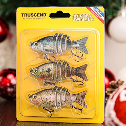 TRUSCEND Swimmax for Saltwater and Freshwater, Realistic Fishing Lures for Bass Trout Crappie Walleye Pike Bluegill Salmon, Swimbait for Bass Fishing, Amazing Fishing Gear Gifts for Family Fishing