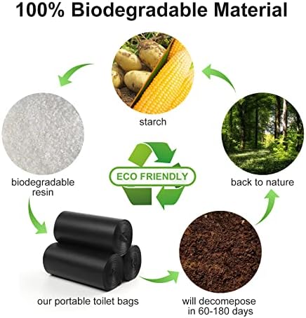 80 Portable Toilet Bags, Camping Toilet Bags, 5-8 Gallon Compostable Bags, Biodegradable Toilet Bags for 5-8 Gallon Bucket Toilet Seat, Biodegradable Waste Bags for Outdoor Boating Travel Camping