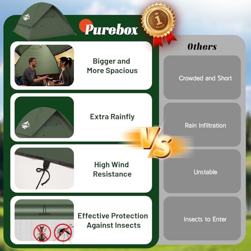 Tents for Camping 3-4 Person with Rainfly, Camping Tents 100% Waterproof Windproof, Not Crowded for 2 Person Camping Tent, Outdoor Dome Tent Easy Setup, Backpacking Tent for Adventure Backyard