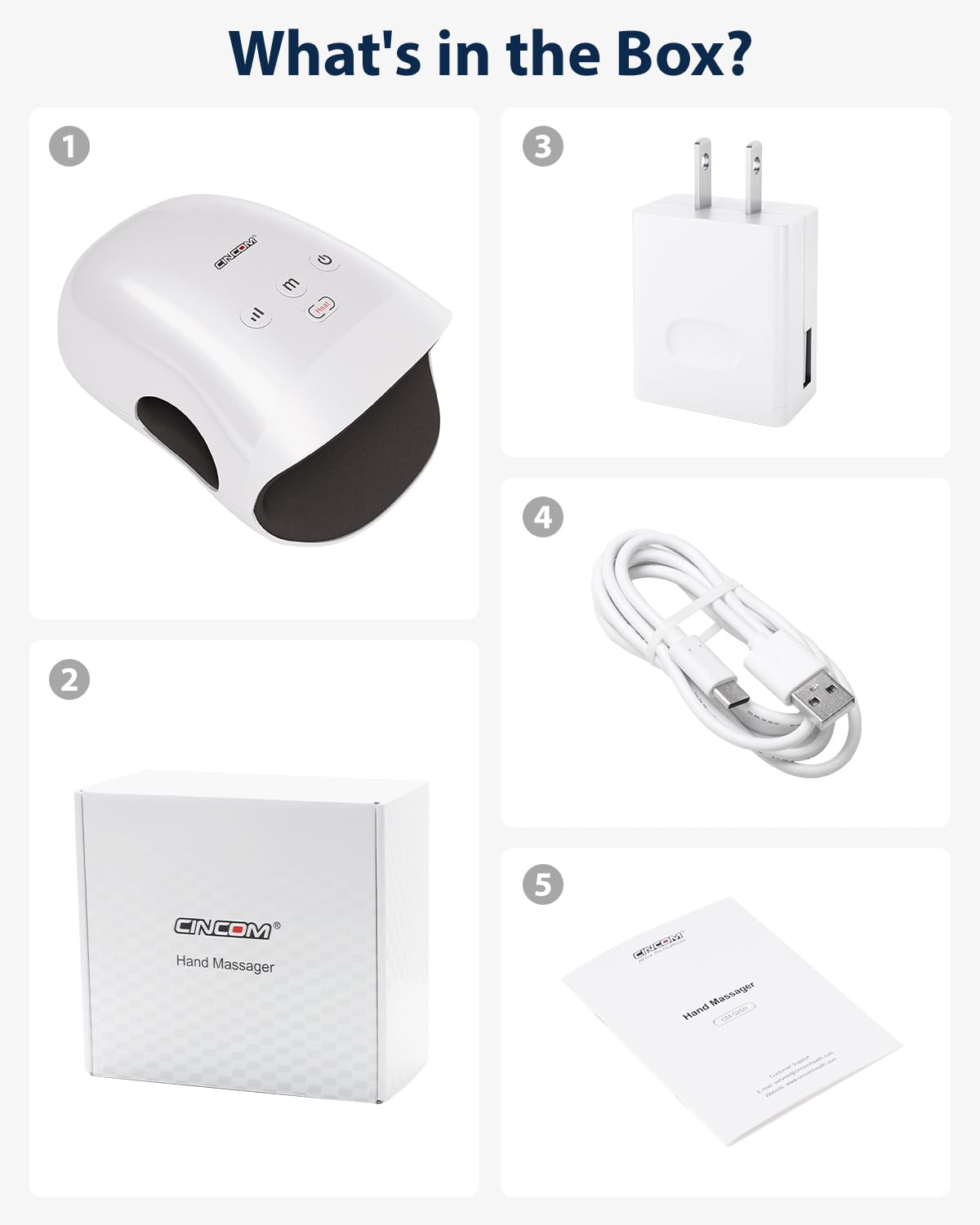 CINCOM Hand Massager - Cordless Hand Massager with Heat and Compression for Arthritis and Carpal Tunnel(FSA or HSA Eligible) (White)