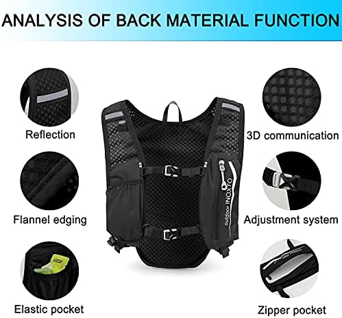 INOXTO Running Hydration Vest Backpack,Lightweight Insulated Pack with 1.5L Water Bladder Bag Daypack for Hiking Trail Running Cycling Race Marathon for Women Men