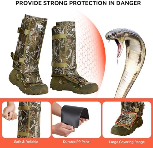 Snake Gaiters Snake Chaps, Waterproof Lower Legs Snake Guards, Snake Bite Protective Gaiters, Anti-Snake Gaiters for Men/Women, Adjustable Size for Hunting/Hiking/Farm Working
