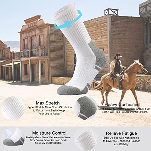 Ortis Men's Cotton Cushion Crew Socks Moisture Wicking Breathable Thick Warm Thermal for Athletic Heavy Duty Work Boot