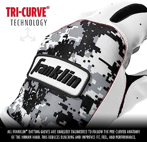 Franklin Sports MLB Youth Batting Gloves - Digitek Camo Baseball + Softball - Premium Leather - Many Sizes + Colors - Youth