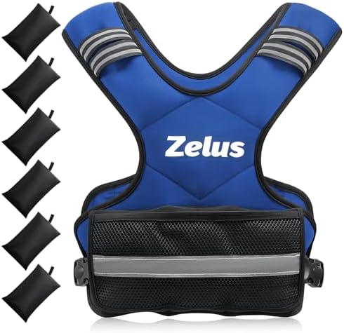 ZELUS Weighted Vest for Men and Women | 4-10lb/11-20lb/20-32lb Vest with 6 Ironsand Weights for Home Workouts | Adjustable Body Weight Vest Exercise Set for Cardio and Strength Training