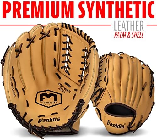 Franklin Sports Baseball + Softball Gloves - Field Master Adult + Youth Baseball + Softball Gloves - Right Hand + Left Hand Gloves - Infield + Outfield Mitts - Multiple Sizes + Colors