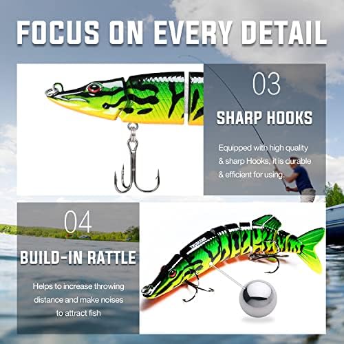TRUSCEND Swimmax for Freshwater and Saltwater, Lifelike Fishing Lures for Bass Trout Crappie Walleye Pike Bluegill Salmon, Swimbait for Bass Fishing, Amazing Fishing Gear Gifts for Family Fishing