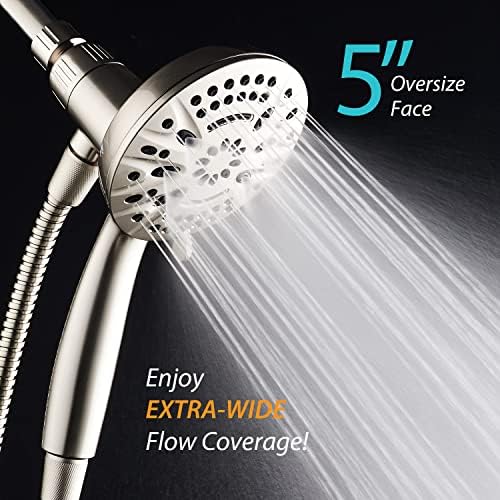 AquaDance New Magnetic Guidance Docking System - High-Pressure 8-setting Handheld Shower Head with Giant 5 inch Face, Magnetic Bracket, Extra-long 72 inch Stainless Steel Hose/All Nickel Finish