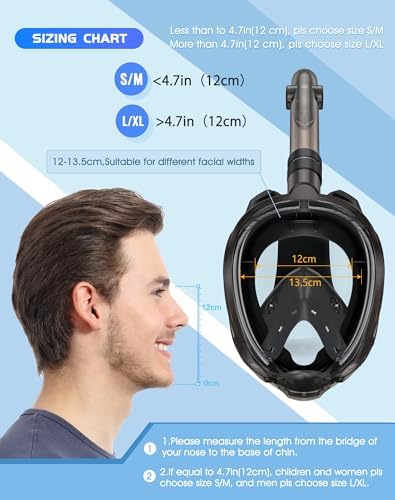 Greatever G2 Full Face Snorkel Mask with Latest Dry Top System,Foldable 180 Degree Panoramic View Snorkeling Mask with Camera Mount,Safe Breathing,Anti-Leak&Anti-Fog