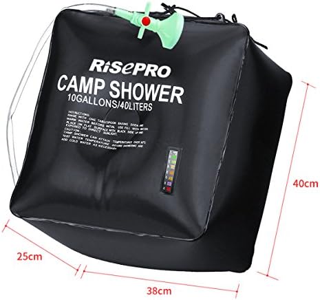 10 gallons/40L Solar Shower Bag Solar Heating Camping Shower Bag with Temperature Hot Water Outdoor Hiking Climbing XH07