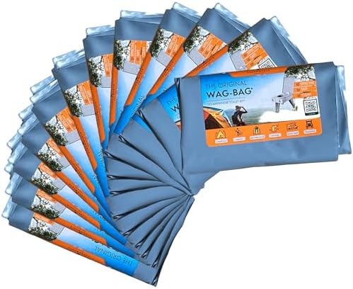 GO Anywhere Portable Toilet Refill Kit for Camping, Hiking & Backpacking - 12 Waste Kits (Waste Bag, Poo Powder, Zip-Close Bag, Toilet Paper & Moist Towelette)