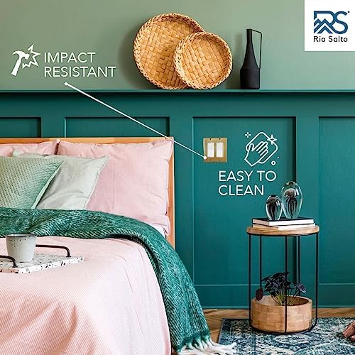 Rio Salto BRASS Modern Metal Gold Double Light Switch Wall Plate or Outlet Cover Wall Plate, Corrosion Resistant Receptacle Wallplate Rocker Covers Decora 2 Gang Brushed Brass STANDARD SIZE