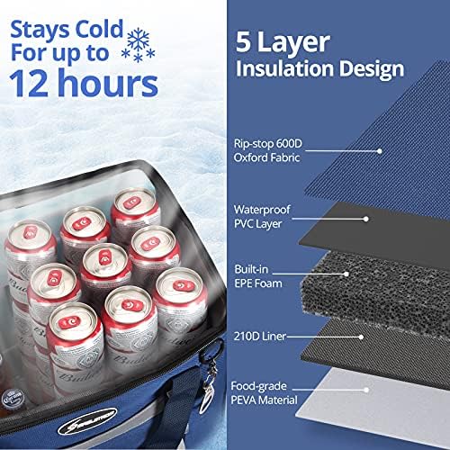 Maelstrom Soft Cooler Bag,Collapsible Soft Sided Cooler,24/30/60/75 Cans Beach Cooler,Ice Chest,Large Leakproof Camping Cooler,Portable Travel Cooler for Grocery Shopping,Camping,Road Trips
