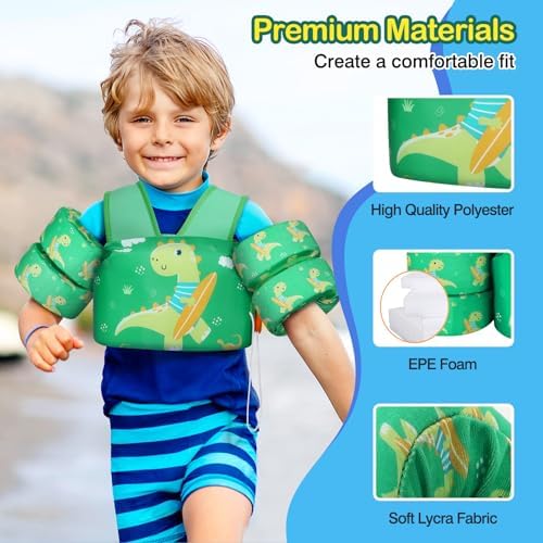MoKo Toddler Swim Vest for Kids, 20-66 lbs, Arm Floaties with Adjustable Straps, Nylon Material, Swim Vest for Toddlers Learning to Swim