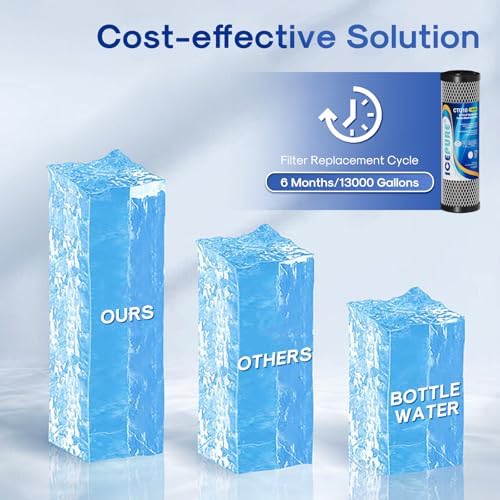 ICEPURE 1 Micron 2.5" x 10" Whole House CTO Carbon Sediment Water Filter Cartridge Compatible with DuPont WFPFC8002, WFPFC9001, SCWH-5, WHCF-WHWC, WHCF-WHWC, FXWTC, CBC-10, RO Unit, Pack of 2