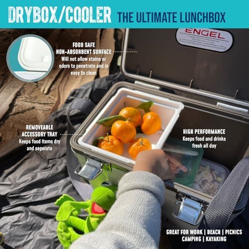 ENGEL 13qt Leak-Proof, Air Tight, Drybox Cooler and Small Hard Shell Lunchbox for Men and Women