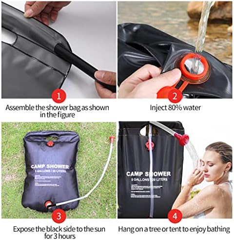 DkOvn Solar Shower Bag, 1/2/4 Pack 5 Gallons/20L Camping Shower Bag, Portable Shower Bag with Removable Hose and On-Off Switchable Shower Head for Camping Beach Swimming Outdoor Traveling
