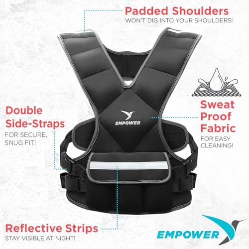 Empower Weighted Walking Vest for Women – Strengthen Muscles, Boost Bone Health, and Burn More Calories (fixed 8lbs, adjustable 4-10lbs or 10-16lbs)