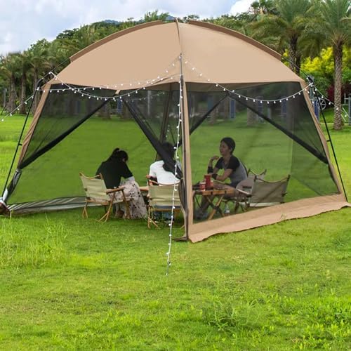 GVDV Screen House Tent 11x11 Ft Mesh Net, Outdoor Camping Screen Room Sun Shade Gazebo Shelter Included Carry Bag, Easy Setup & Waterproof, Perfect for Family Picnic, Backyards, BBQ and Party