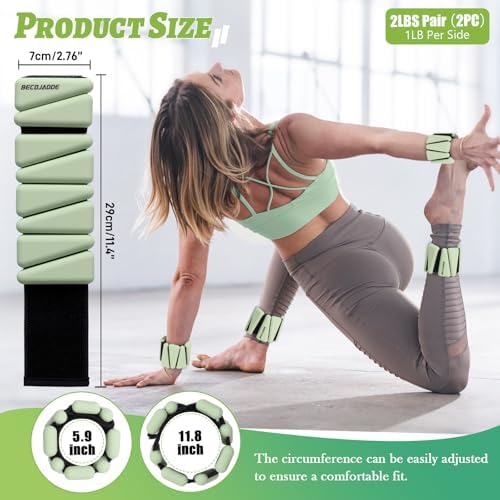 Wrist Ankle Weights Set of 2(1 lb/2 lbs Each) Adjustable Weights Training Intensity for Strength Training Walking Running Yoga Pilates Jogging for Women Men