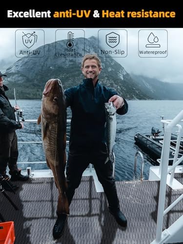 FOCEAN Boat Flooring EVA Foam Boat Decking Marine Mat Non-Slip Self-Adhesive Flooring Sheet for Motorboat Kayak Surfboard Garden Floor Swimming Pools, 94.5''x 15.7'', Dark Grey with Black Lines