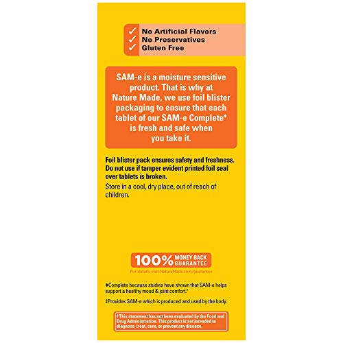 Nature Made SAM-e Complete 400 mg, Dietary Supplement for Mood Support, 36 Tablets, 36 Day Supply