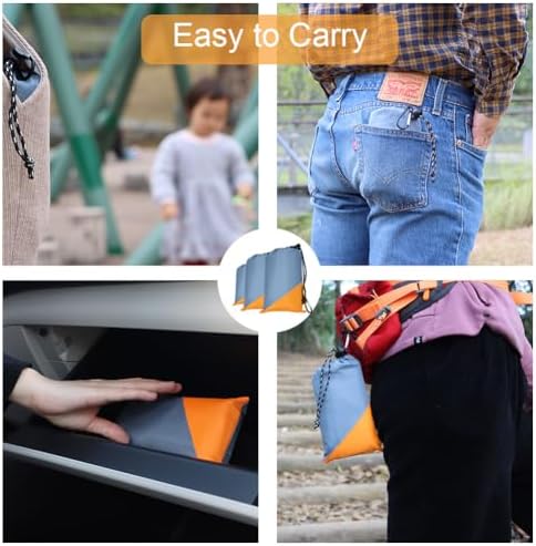 Orga'Neat Pocket Picnic Blanket, Sandproof Lightweight Pocket Camping Tarp, 55″x 79″ Foldable & Fits into Small Bag, Water Resistant Washable Quick Dry Compact Beach Mat for Outdoor Recreation