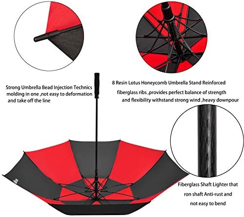 Golf Umbrella Large 58/62/68 Inch Automatic Open Golf Umbrella Extra Large Oversize Double Canopy Vented Umbrella Windproof Waterproof for Men and Women