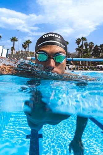 ARENA Unisex Python Racing Swim Goggles for Men and Women Anti-Fog No Leak Max Comfort Dual Strap, Mirror/Non-Mirror Lens