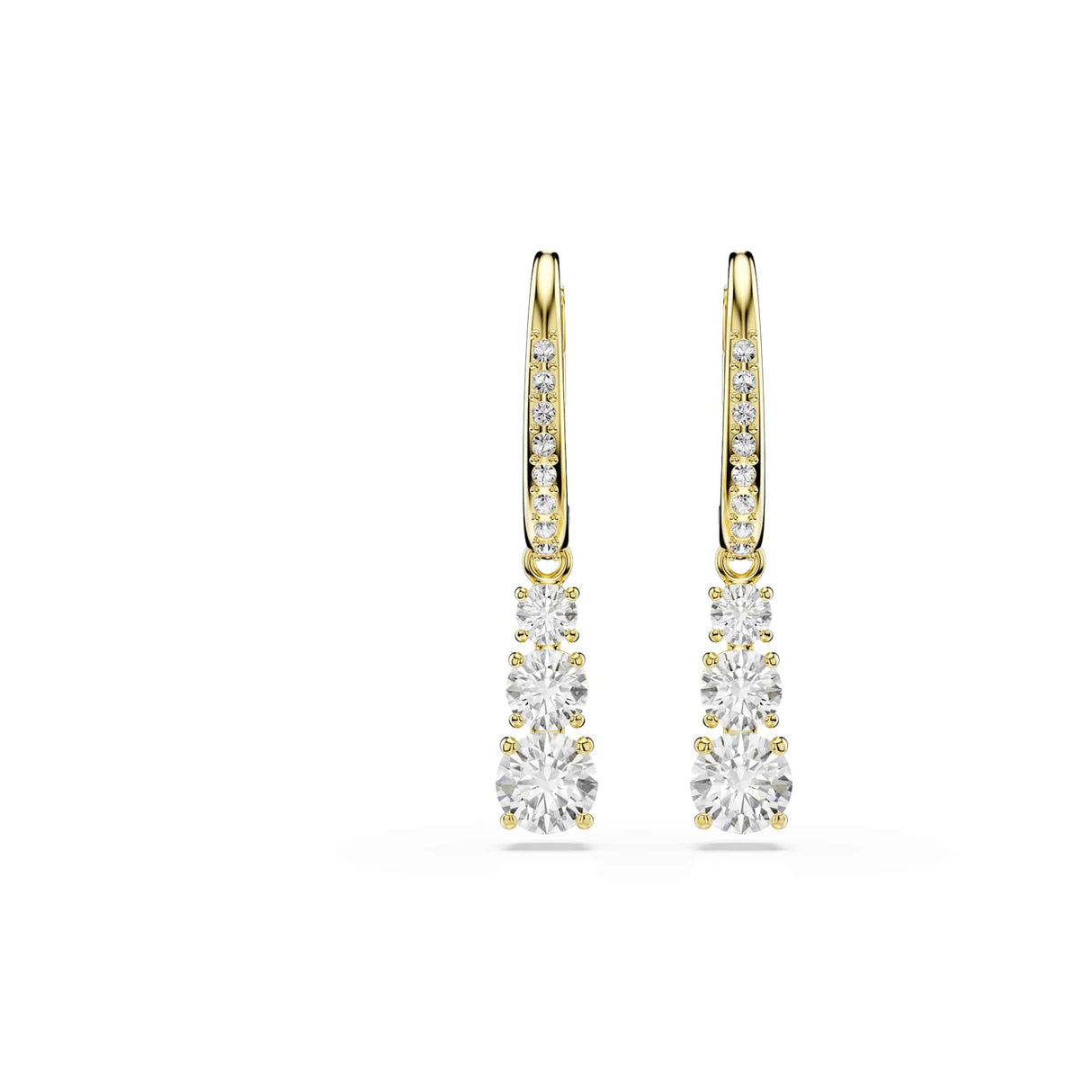 Swarovski Stilla Attract hoop earrings, Round cut, White, Gold-tone Finish